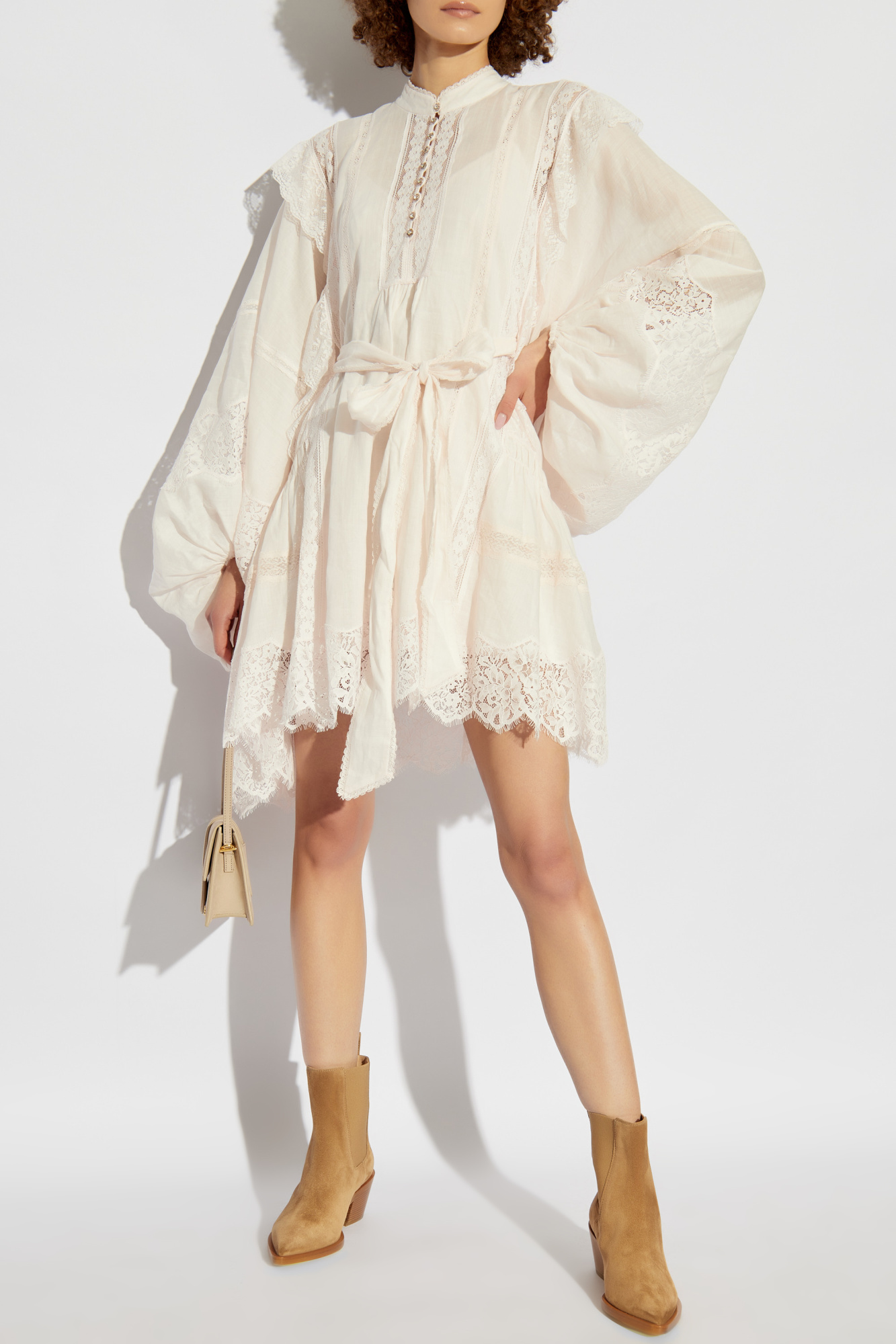 ZIMMERMANN ジマーマン ワンピース Balance linen&silk 1041025 Balance Frill Billow Dress Peach Floral Online | Zimmermann